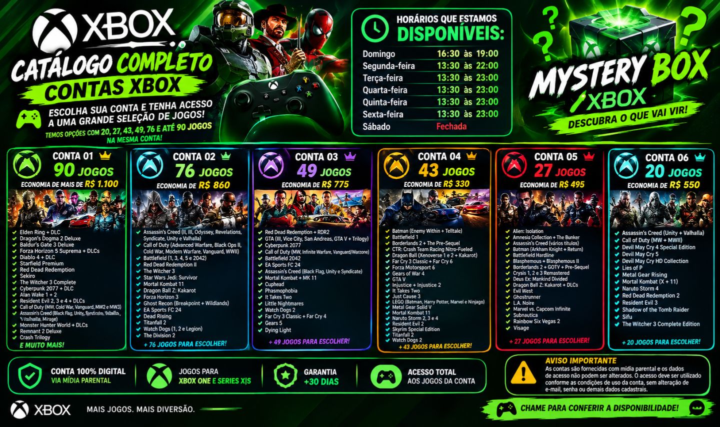 CONTAS XBOX COM ATÉ 90 JOGOS PREÇOS IMPERDÍVEIS!