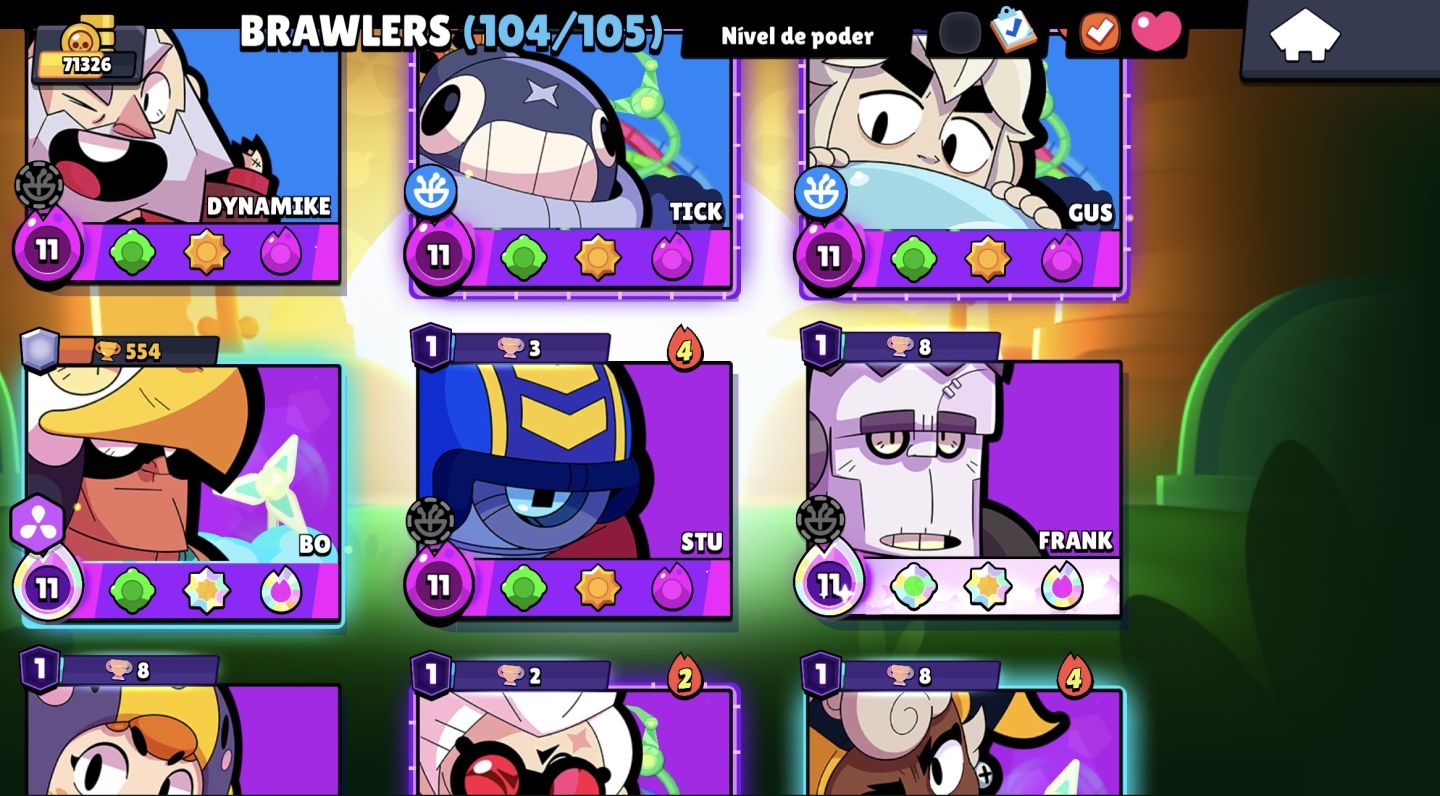 CONTA BRAWL STARS 2019 70k TROFÉUS OG 104/105 BRAWLERS