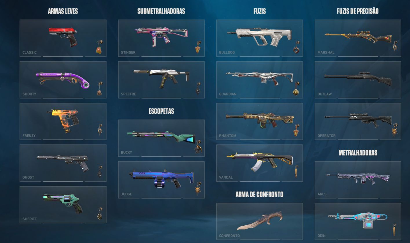 Conta Valorant com skins. Elo já foi platina e diamante.