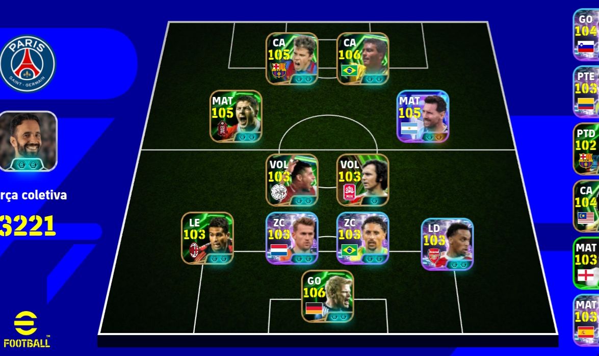 Conta eFootball FULL Braba do Romário Último Jogador Raiz e+++!!!