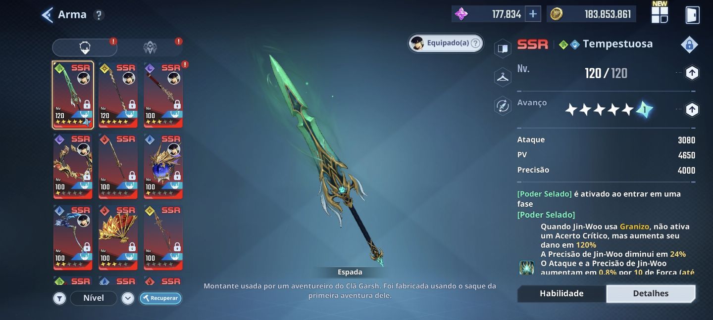Solo leveling Arise nv140 +190k núcleos + comp de trevas, vento e fogo c5