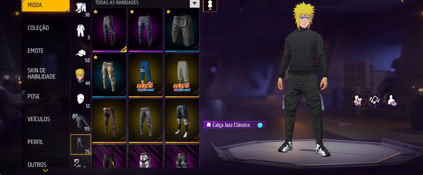 CONTA FF + 115 PEITAS + XM8 ATT 2VEL + GOLA ALTA PRETA + CALÇA JAZZ