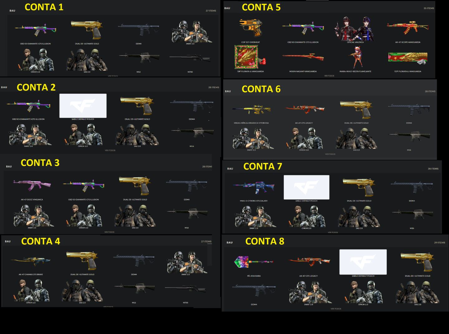 CONTAS CROSSFIRE VARIADAS ARMAS CFS ESCOLHA A SUA