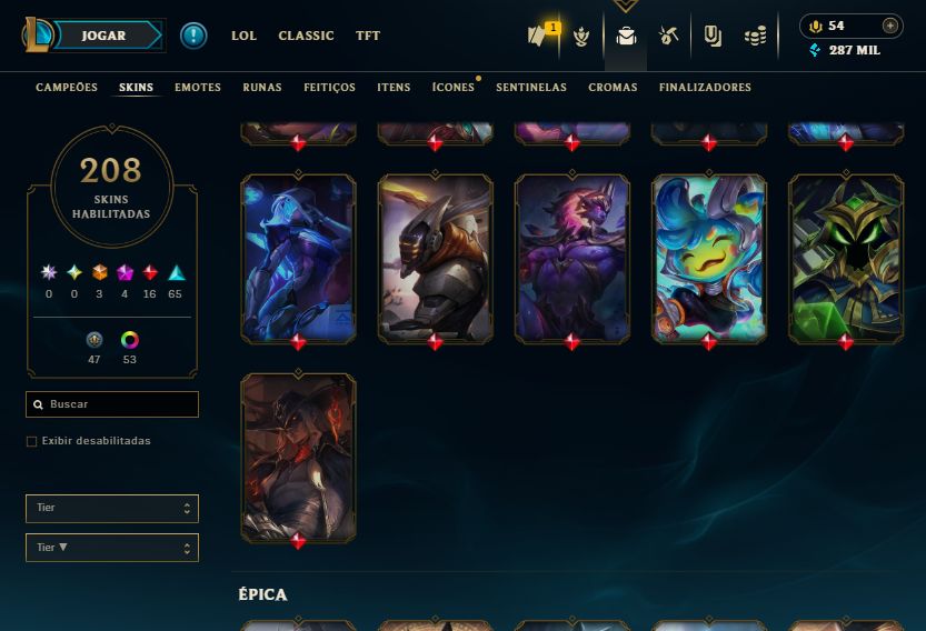 Mono Vex 1 Milhao de maestria+208 Skins+ Cromas+ 3 Skins da vex+2 miticas boas