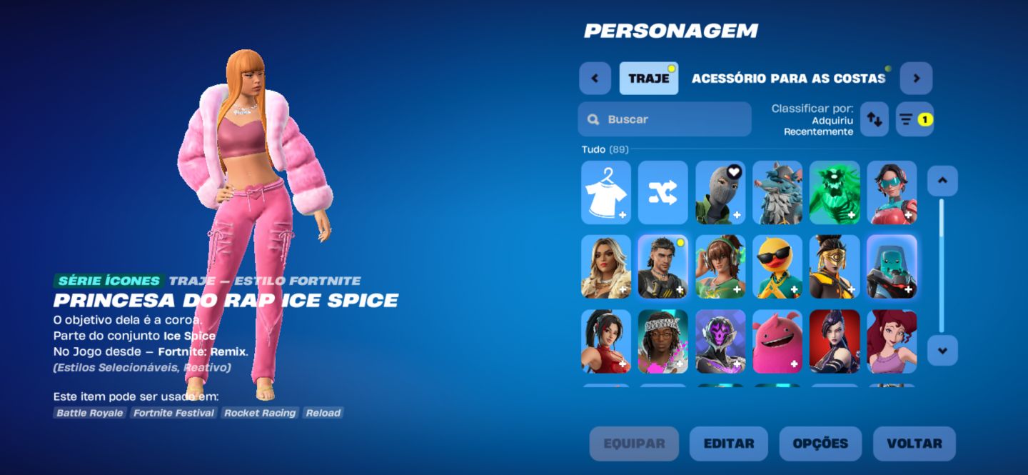 Conta fortnite skins og ice spice e muito mais