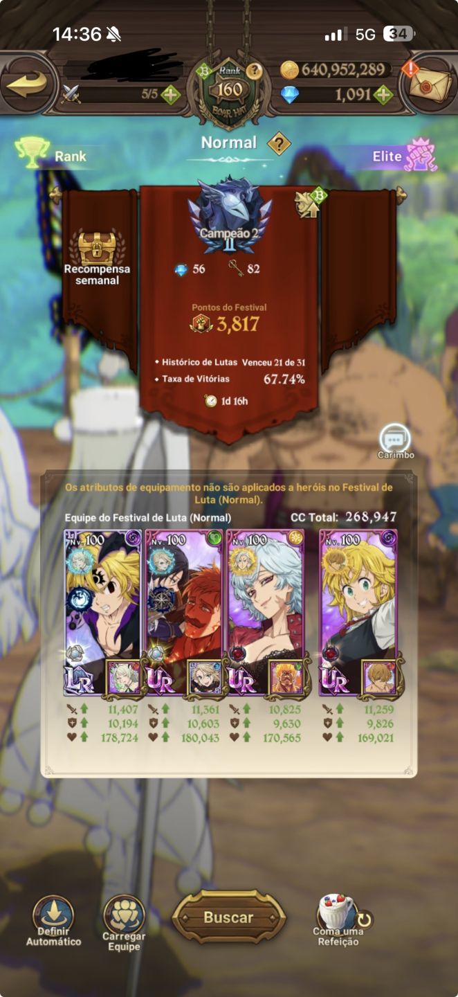 Conta Endgame 7Ds | 17.4M Cc Conta | Odin Ur Max | +1000 Diamantes | Diversos Lr