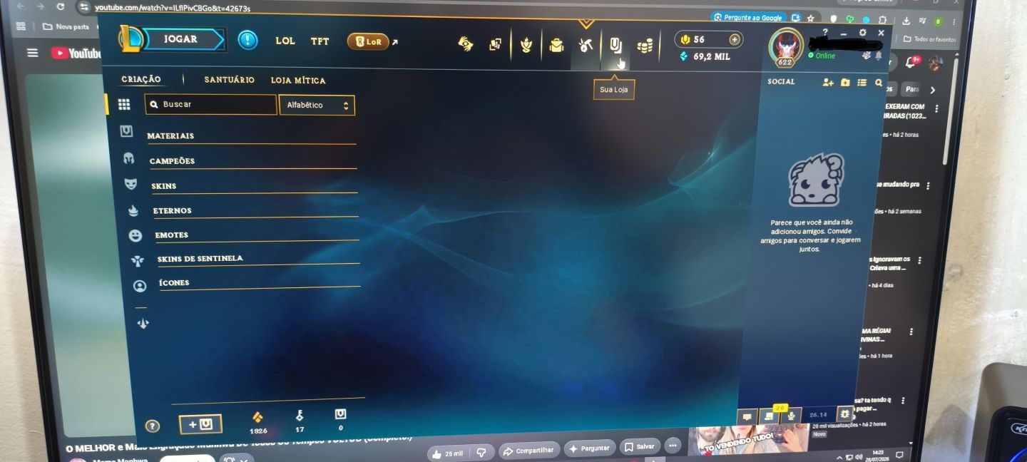 Conta com skins fodas e todos os camp bora lá so compra