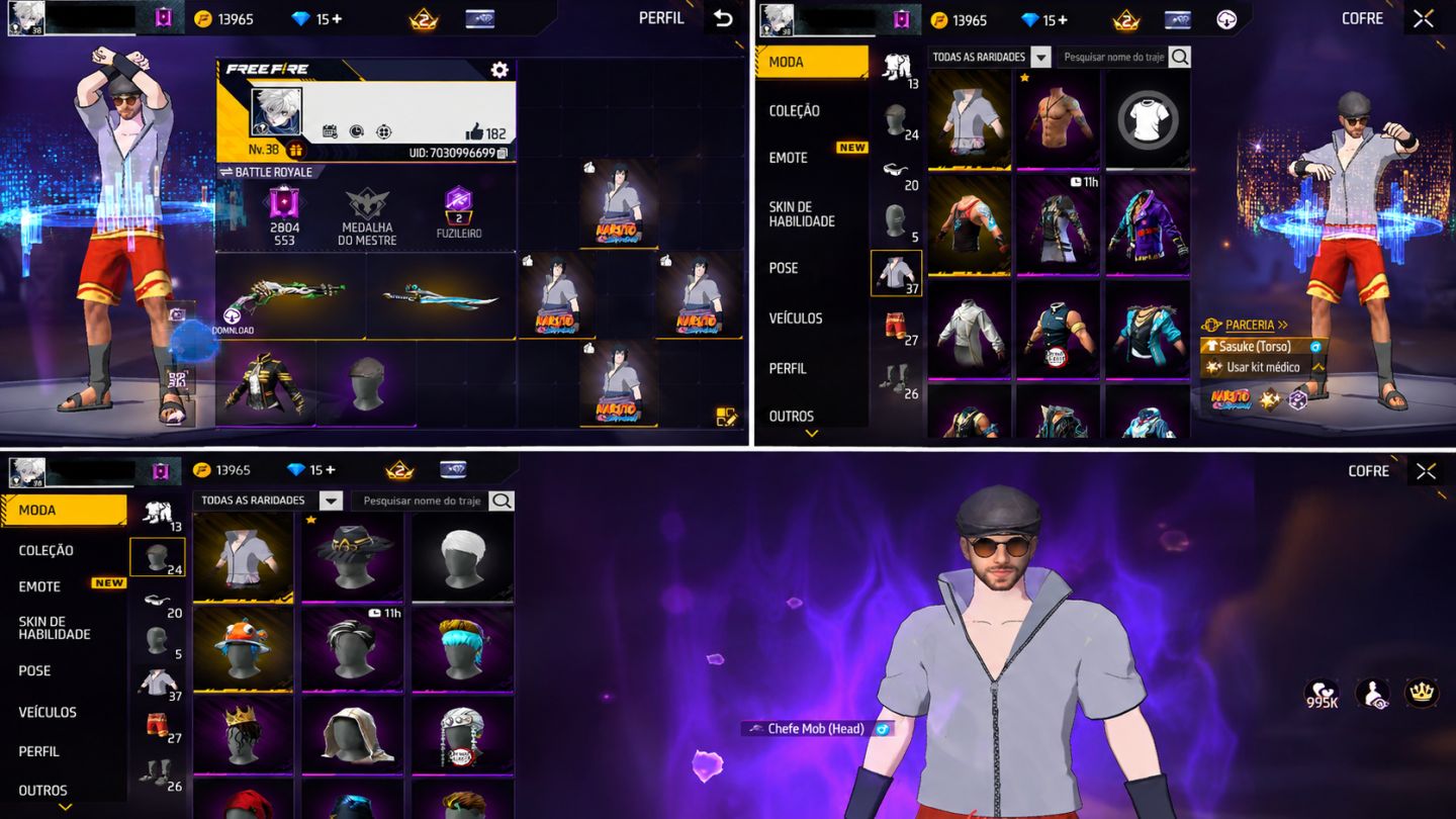 FREE FIRE LV 38 | COLAB NARUTO + SKINS!