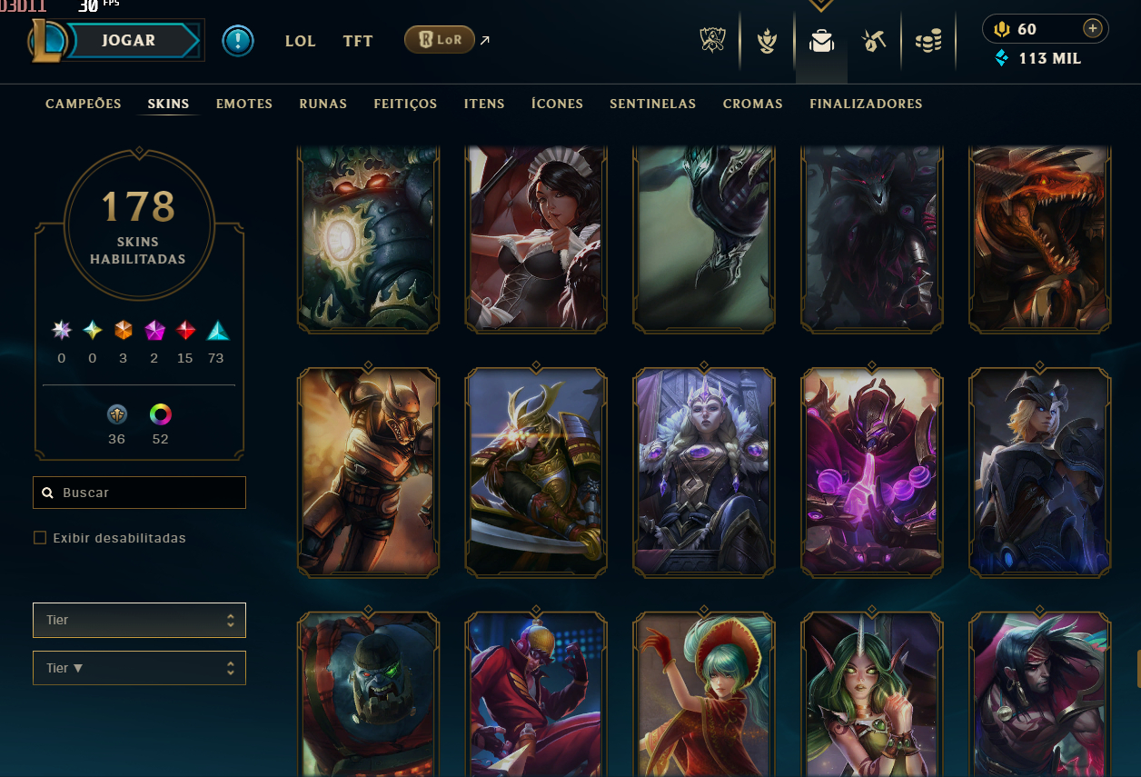 Conta LOL Diamante | 178 Skins | Todos Campeões | Desde 2016