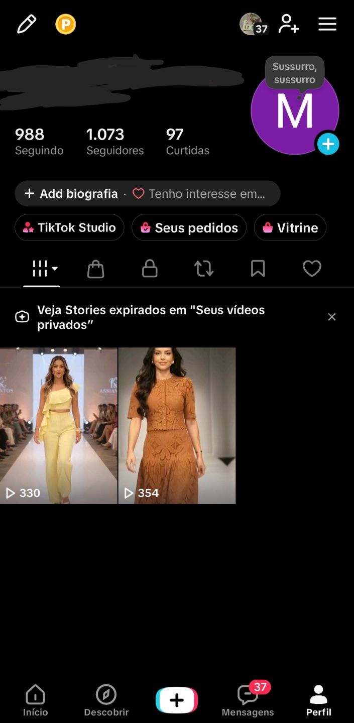 CONTA TIKTOK 1.073 SEGUIDORES APROVADA NO SHOP