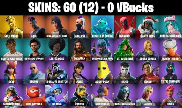 CONTA FORTNITE COM 60 SKINS GOLD MIDAS/DEADPOOL/FADE/SKYE/BRUTUS/OCEAN