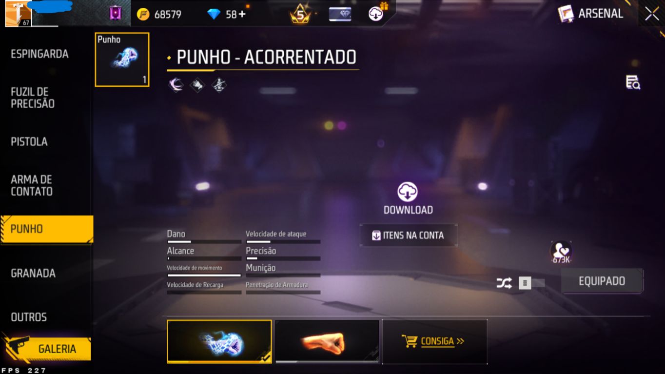 Conta de freefire nivel 67