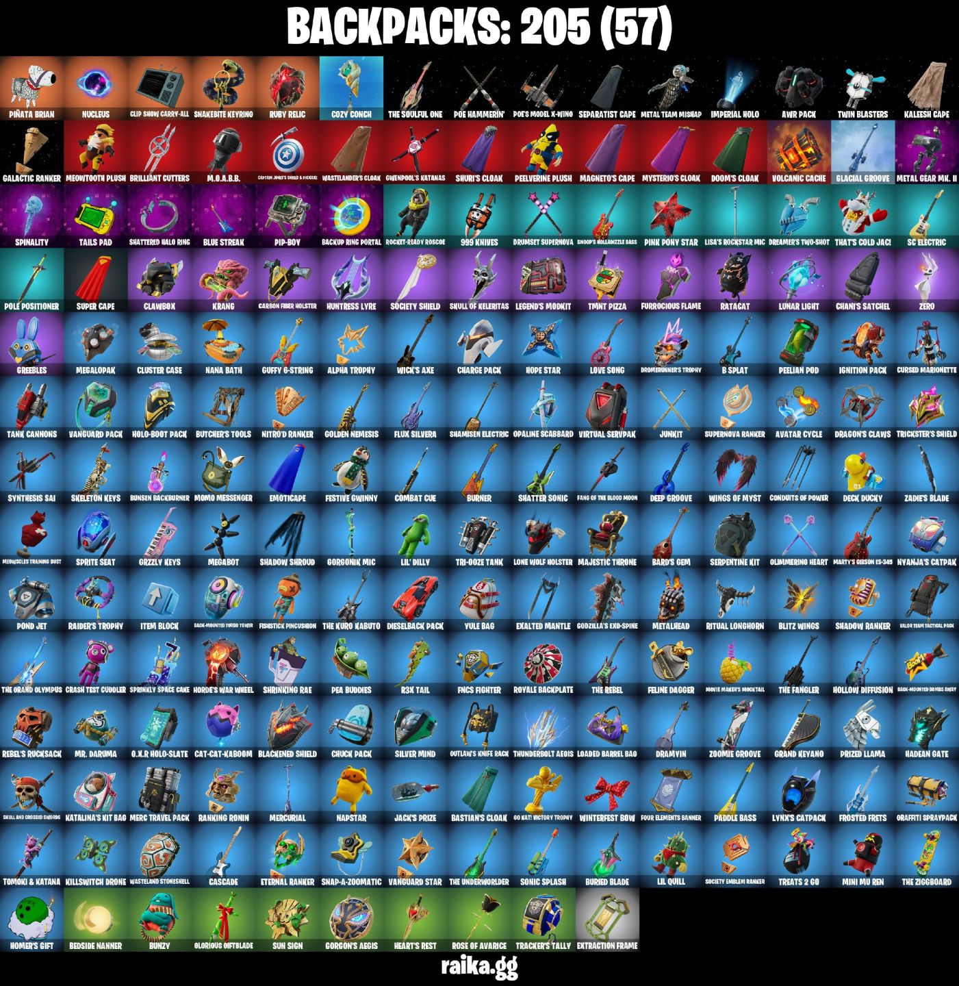 115 Skins - Doom, Solid Snake, War Machine, Gwenpool, Emma Frost, 100 vbucks