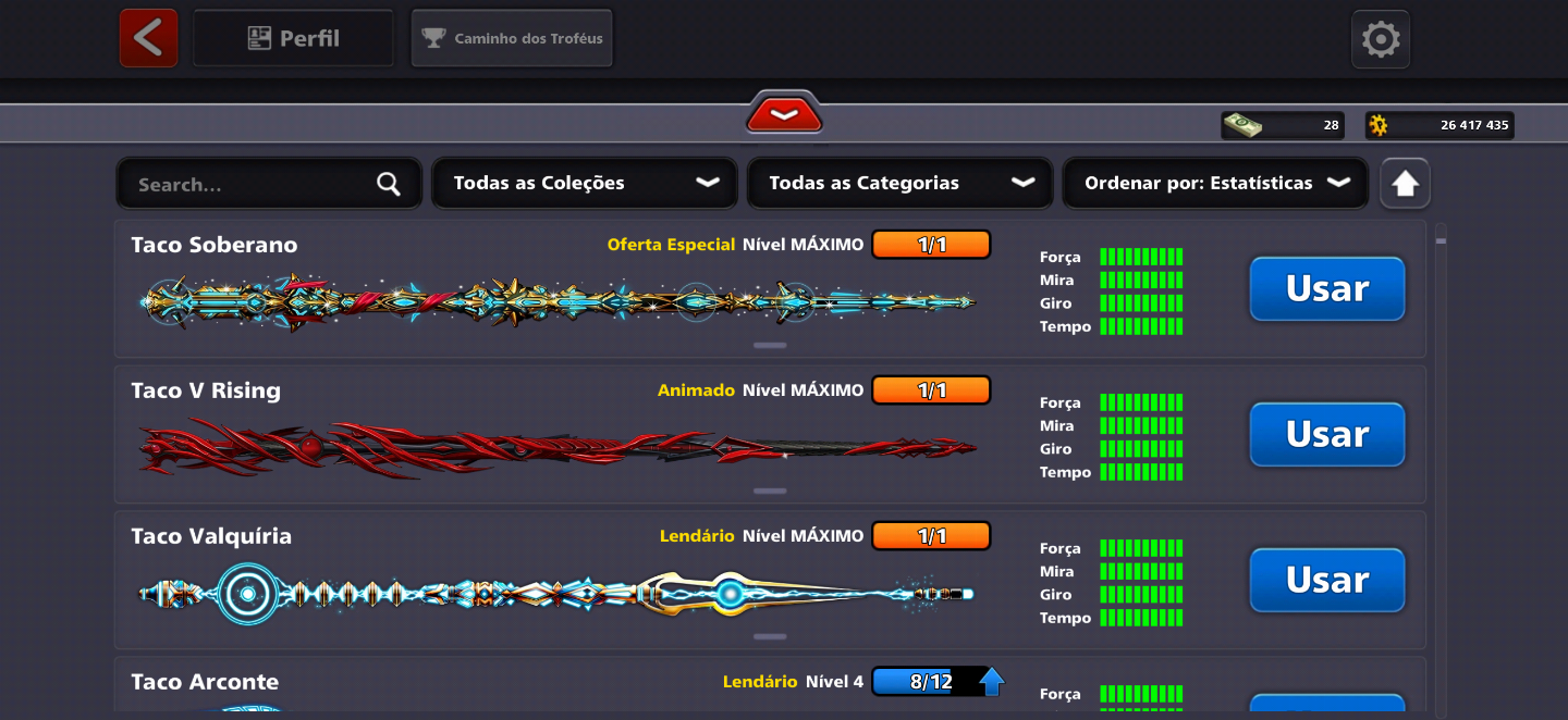 Conta 8 Ball Pool (13 Tacos Full + Diamante Negro + ID Antigo )