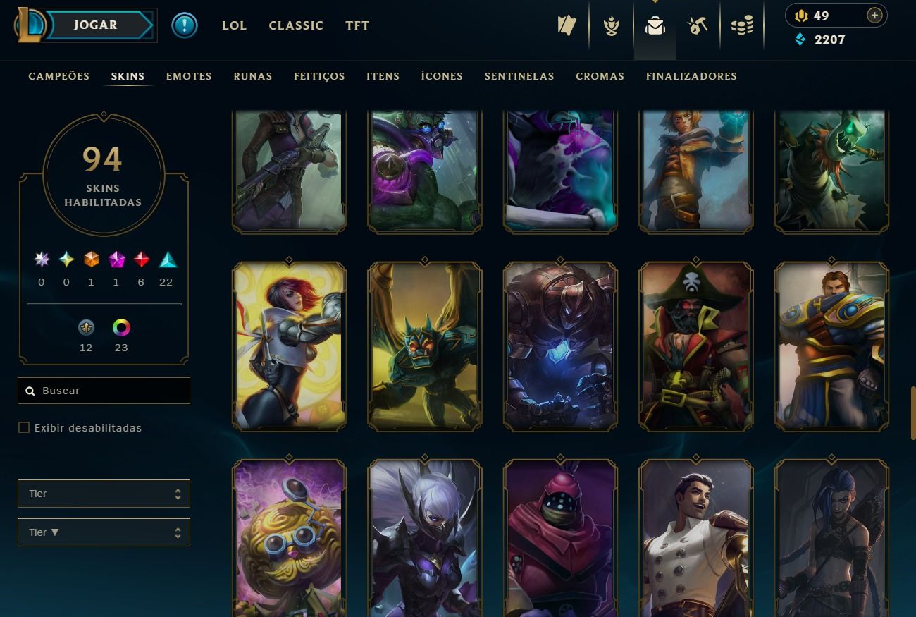 UPADA A MÃO - CONTA DE 2017 - 94 SKINS - LVL 117 - 107 CAMPEÕES - 20 CROMAS