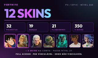 Conta Fortnite PC / Epic | 12 Skins com Goku e Zeus (Raras) | 32 Picaretas |