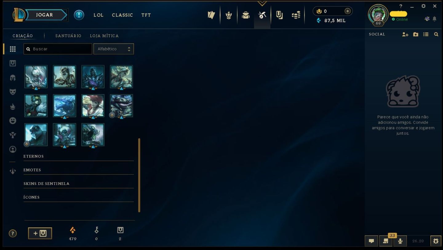 (100% SEGURA) CONTA SMURF - PLATINA 2 - 87,5K EA - SKINS - UPADA À MÃO