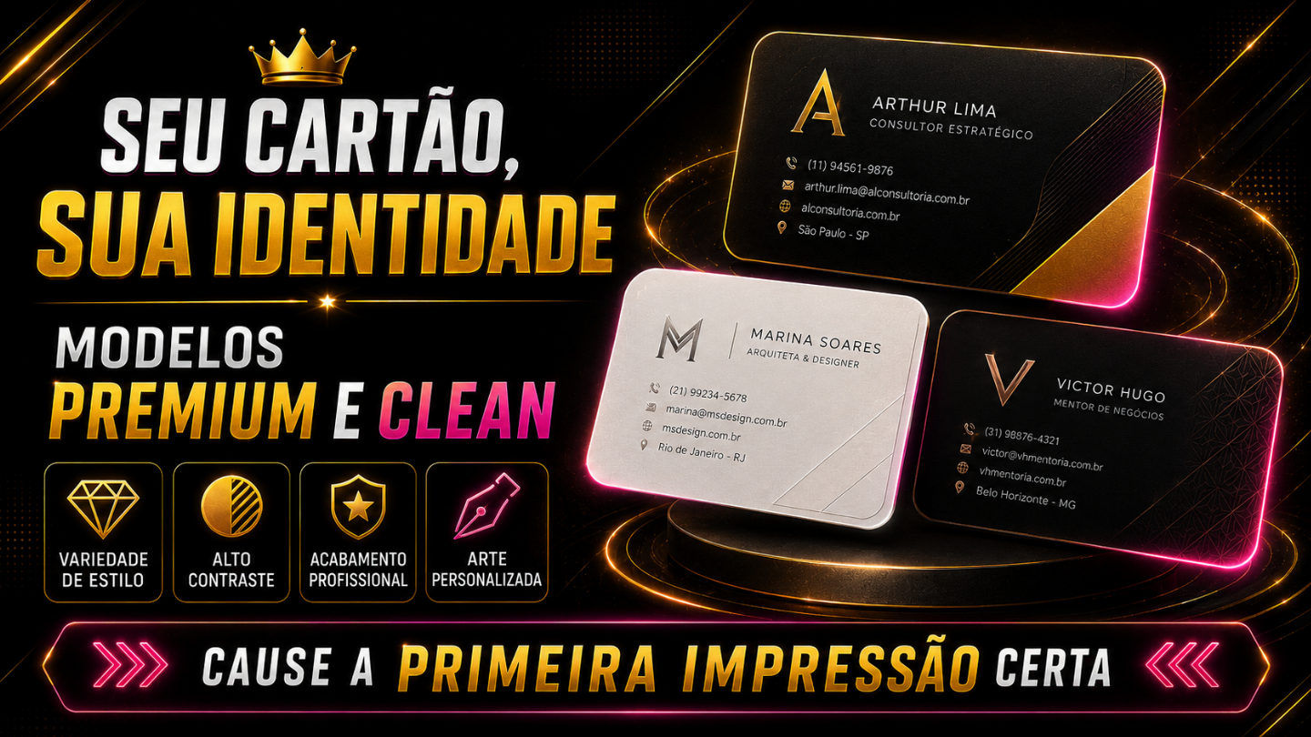 Criação de Arte para Cartão de Visita Premium Frente e Verso | Design Exclusivo