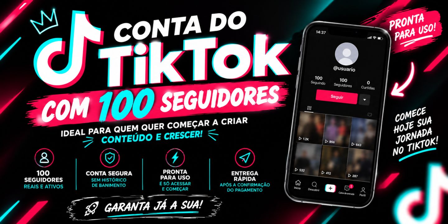 Conta tik tok com 100 seguidores