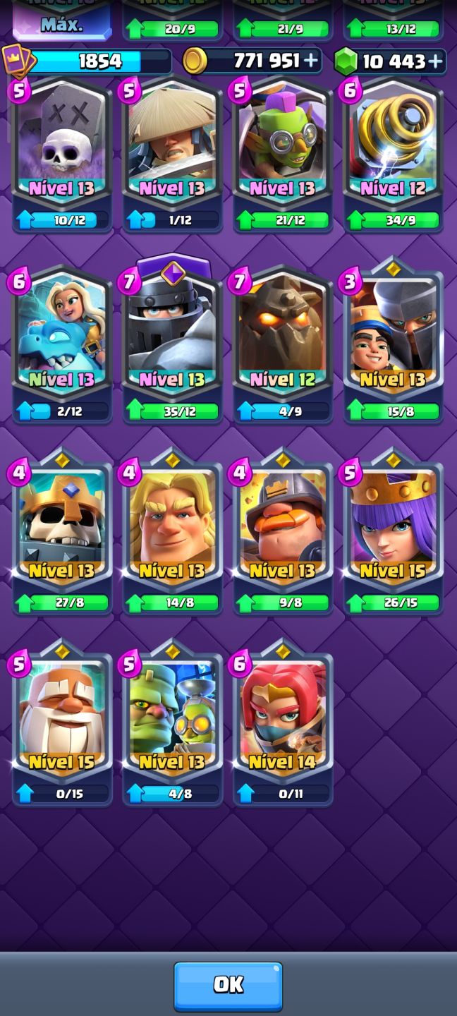 Conta Clash Royale nv. de coleção 1854 (Torre do rei 16)!!!!