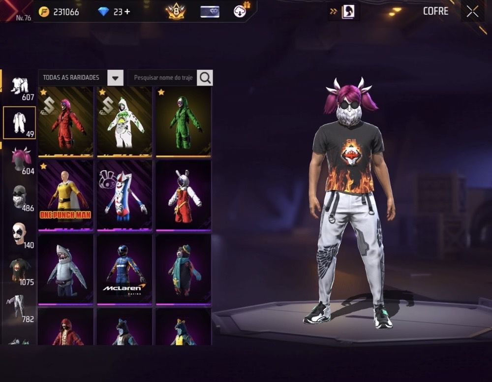 CONTA FREE FIRE ANTIGA EXTREMAMENTE RARA E GEMADA +1000 peitas PRIME 8