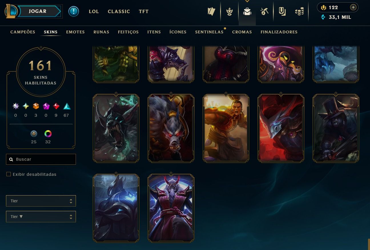 Conta de 2020 - 161 Skins - Lvl 259 - 123 Campeões - 33K de Ea - 32 Cromas