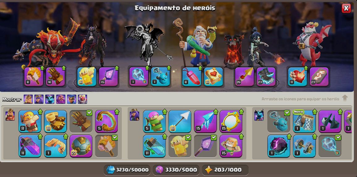 CV 18 BEM UPADA, COM PAISAGEM LENDARIA E ALGUMAS SKINS DE HEROIS LEGAIS.