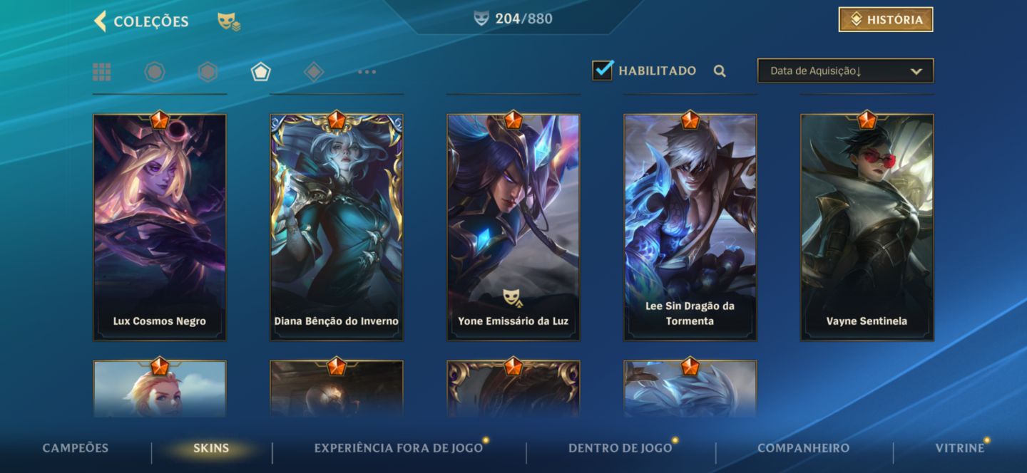 Conta antiga com vários itens e ícones! Rankeds gm em quase tudo, 1 challenger