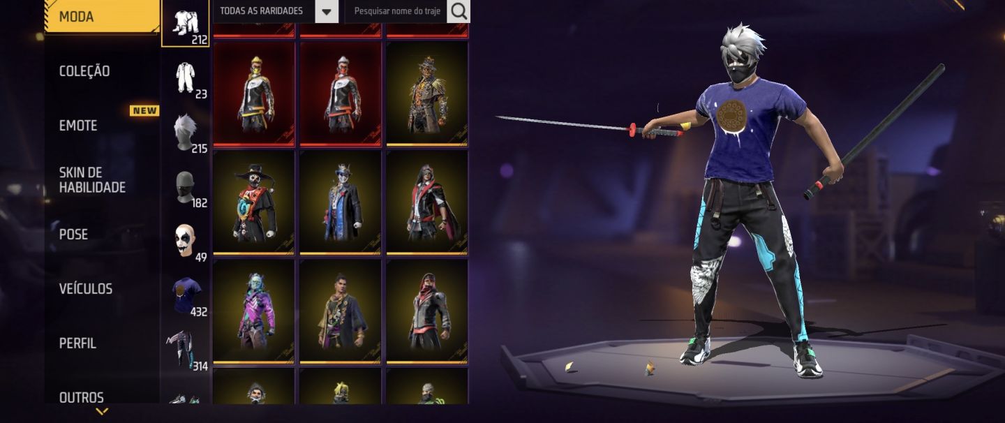 Conta de Free Fire muito rara, cm muitas skins raras