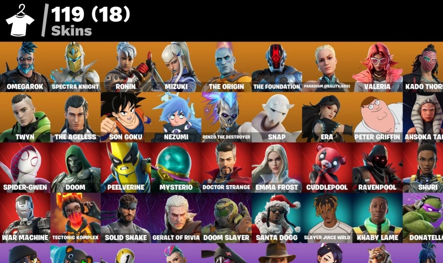 Fortnite 119 Skins / Omegarok | Spectra Knight | Ronin | Mizuki | The Origin dia