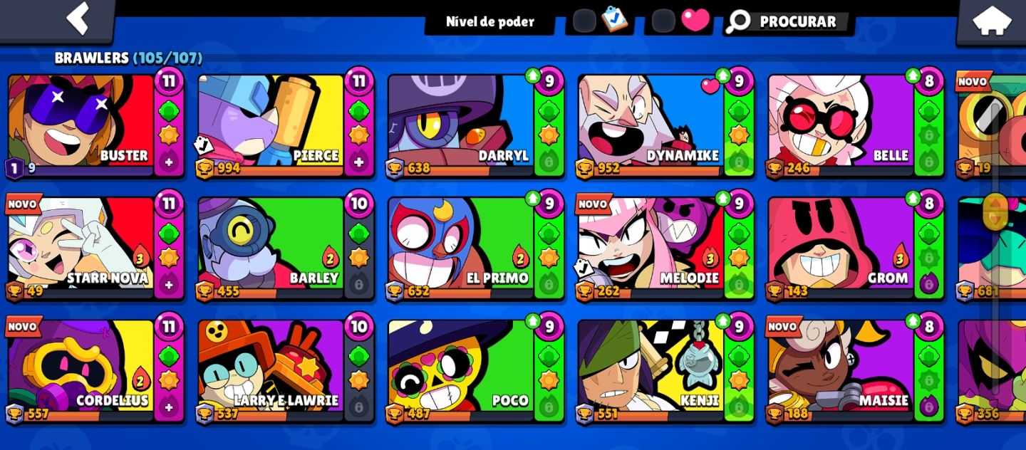 Conta de BRAWL STARS| SKINS DE HIPERCARGA|BRAWLERS LVL MAX| MAIS DE 45K