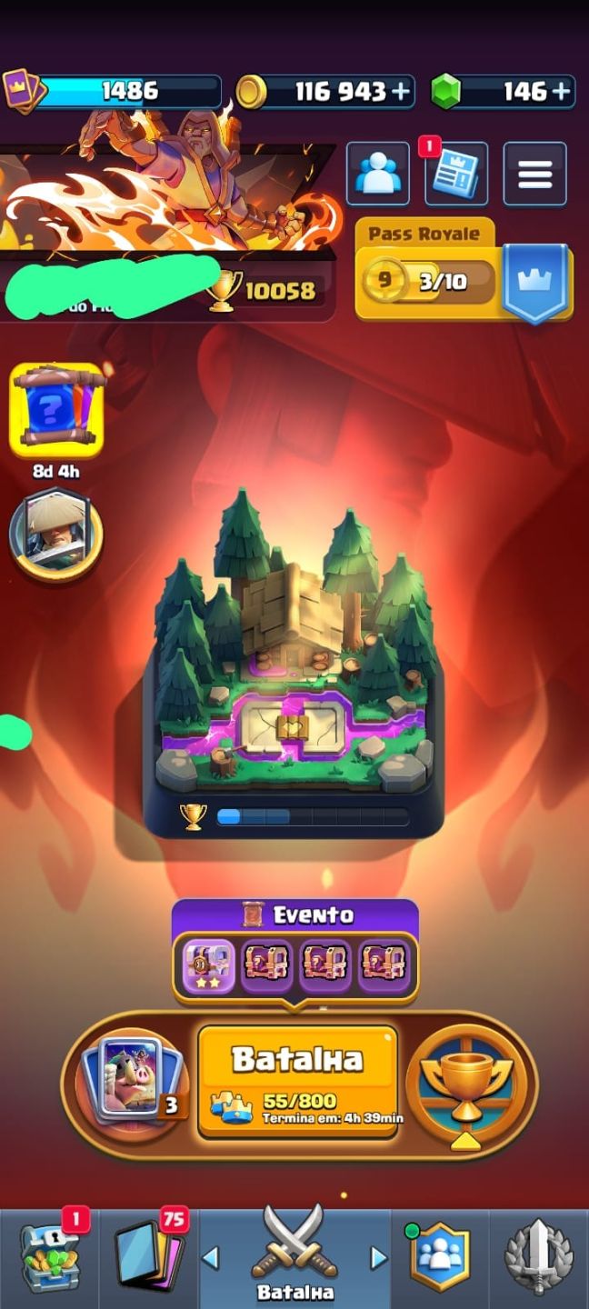CLASH ROYALE CONTA 10K TROFÉU, PRINCESA LEVEL 15.