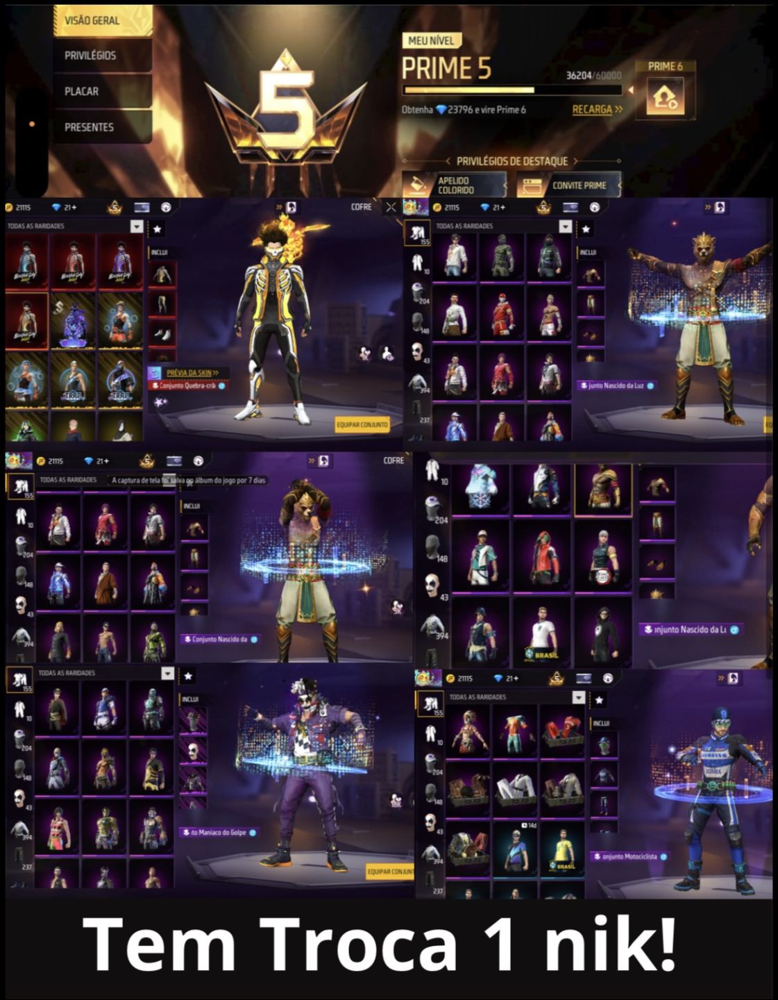 Conta FreeFire Rara (Preço Ngeociavél)