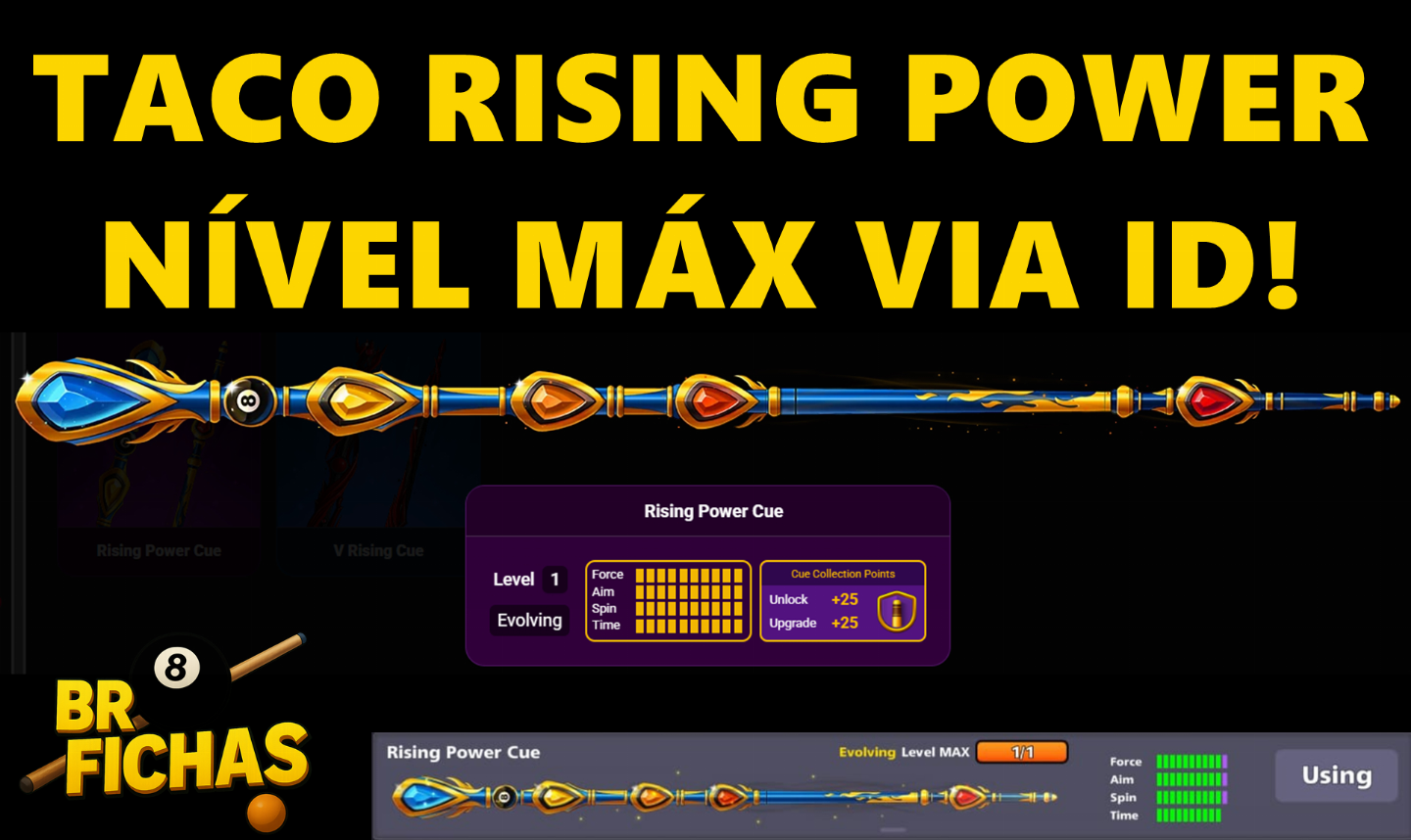 8 BALL POOL TACO RISING POWER NÍVEL MÁXIMO EM SUA CONTA
