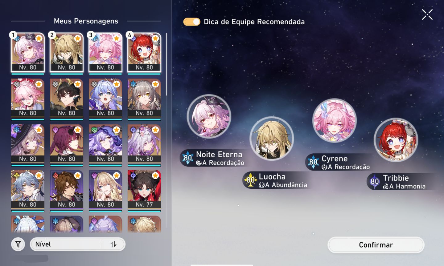 Conta de honkai star rail