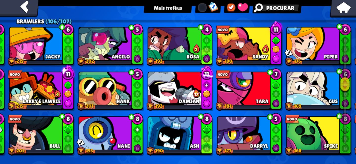CONTA BRAWL STARS COMPLETA | 265 SKINS + 35 HIPERCARGAS + 32K TROFÉUS