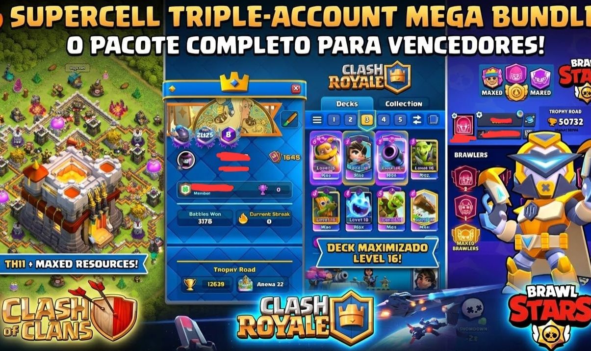 Conta Brawl stars, Clash royale, Clash of clans