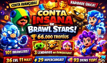 Conta de brawl stars criada em 2020 com 66k de Troféu e com todos os brawl.