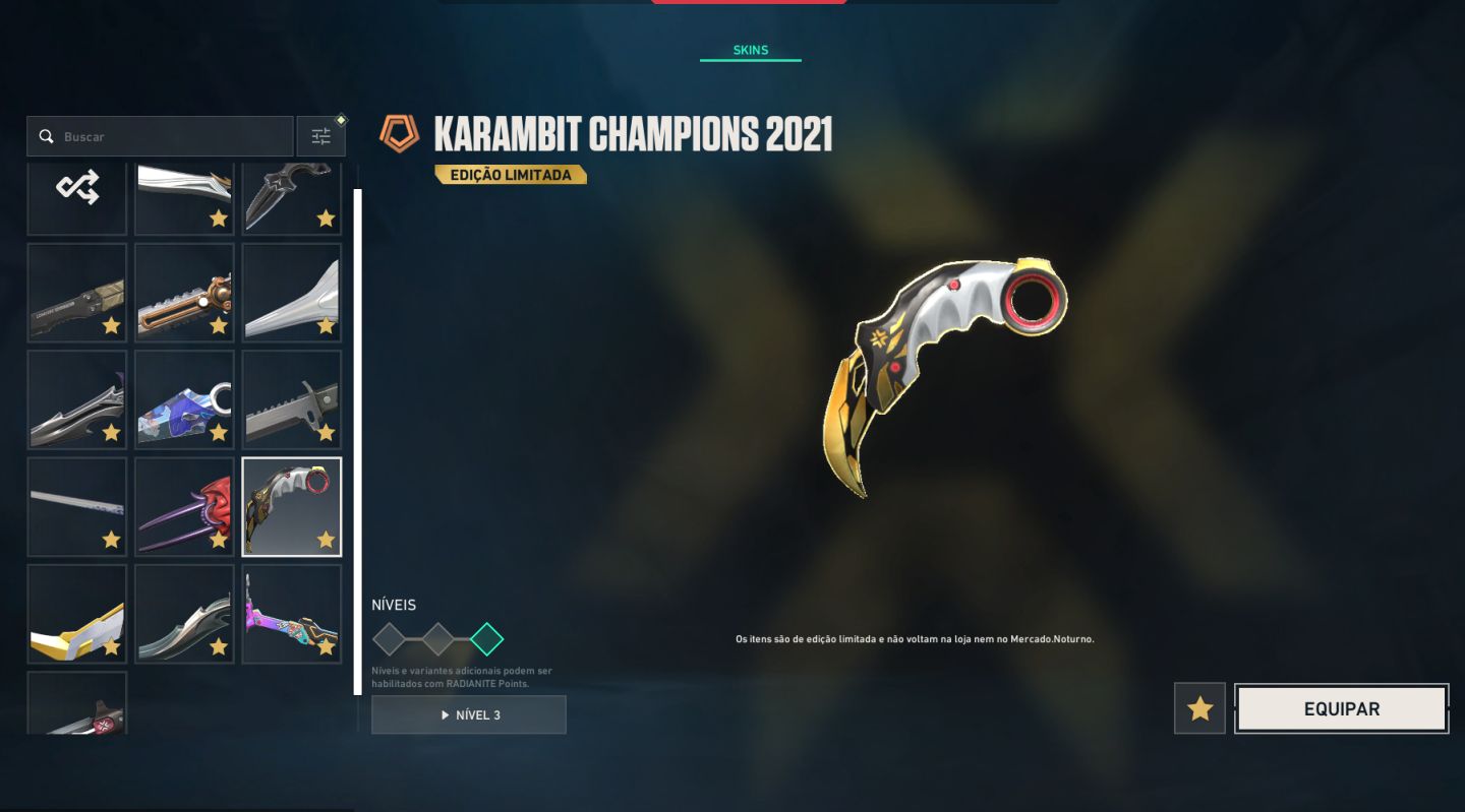 Conta de Valorant com Champions 2021 e 15 Facas