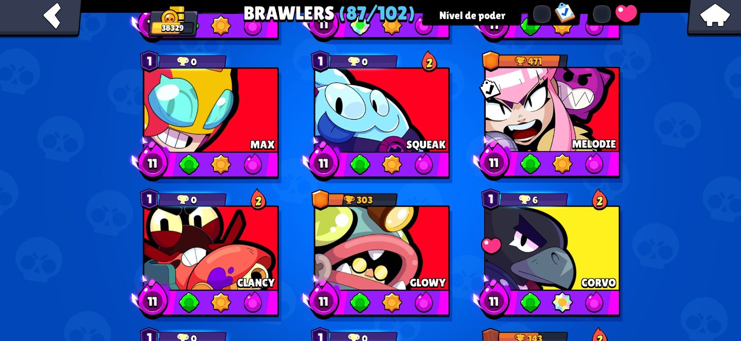 PROMO POR 1 SEMANA!! 87 BRAWLERS (37 LVL 11 / 34 HYPER) E SKINS RARAS!!