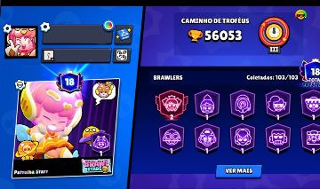 CONTA BRAWL STARS COM 103 BRAWLERS/56K TROFÉUS