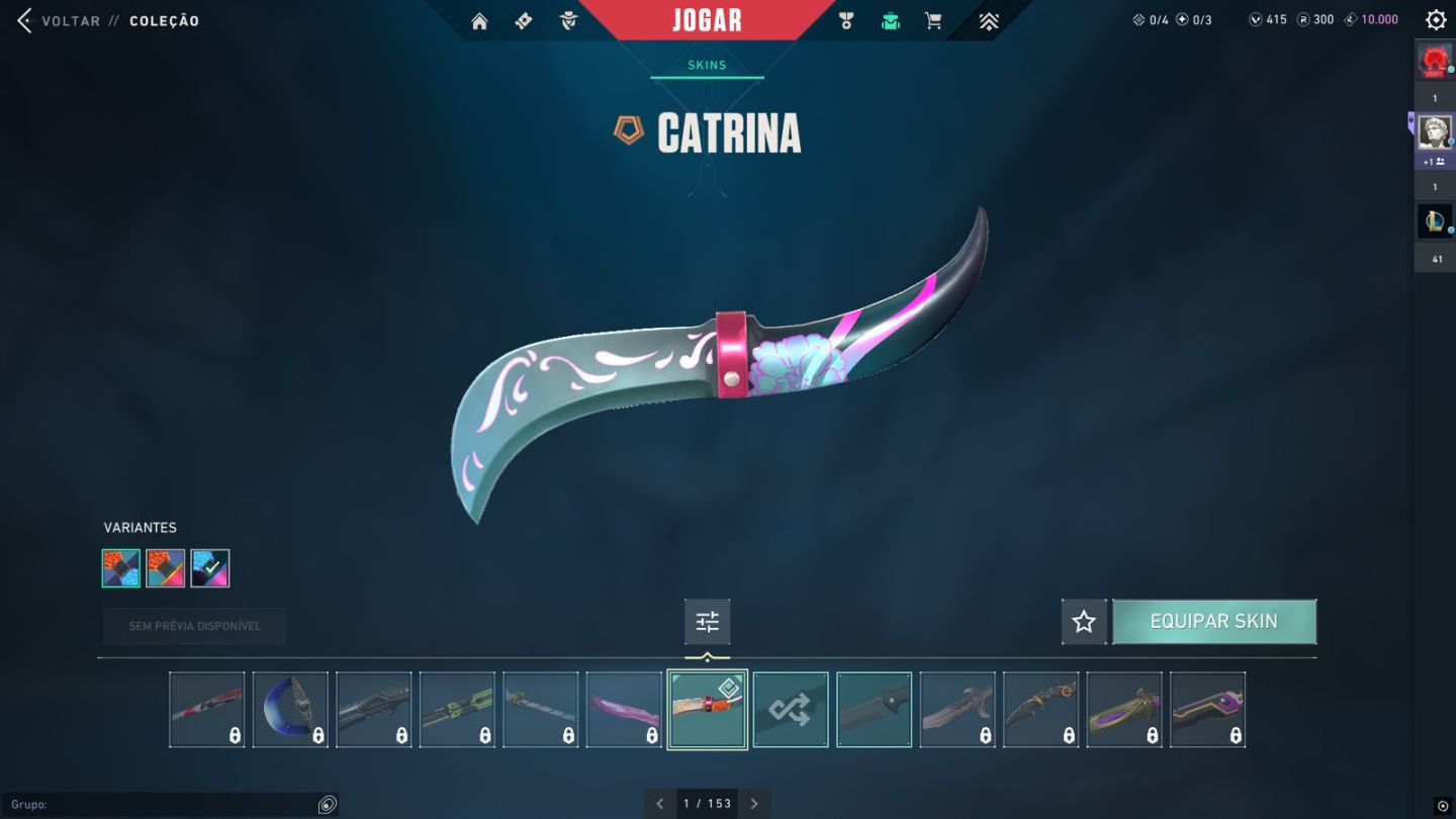 Conta valorant prata diversas skins