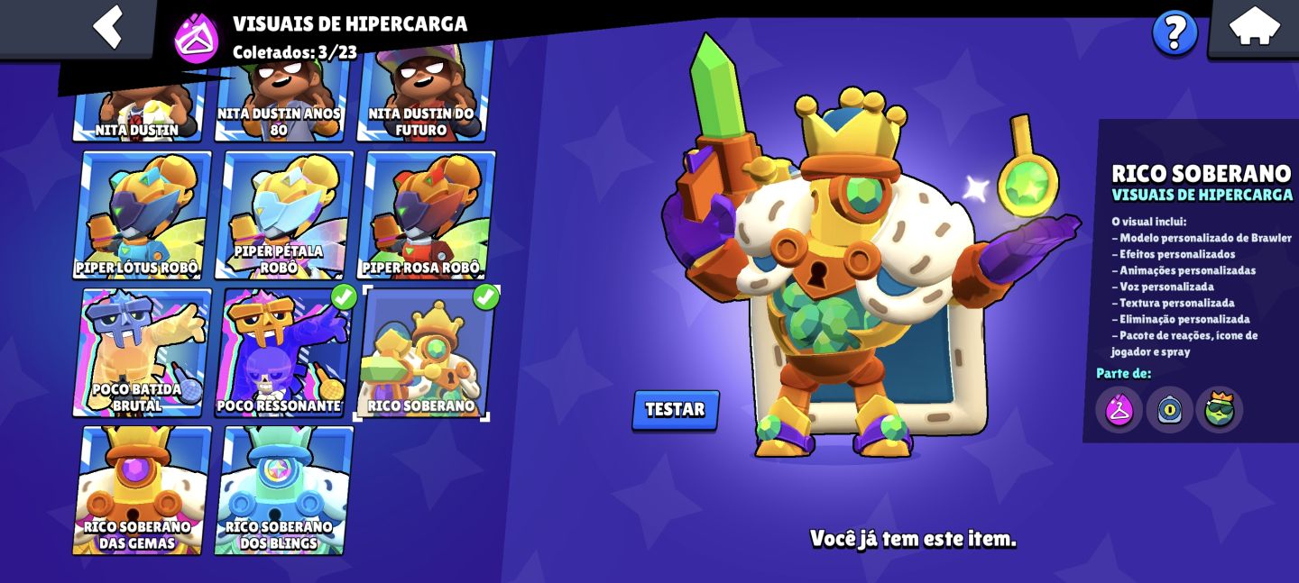 Conta Brawl diversas skins raras conta de 2023