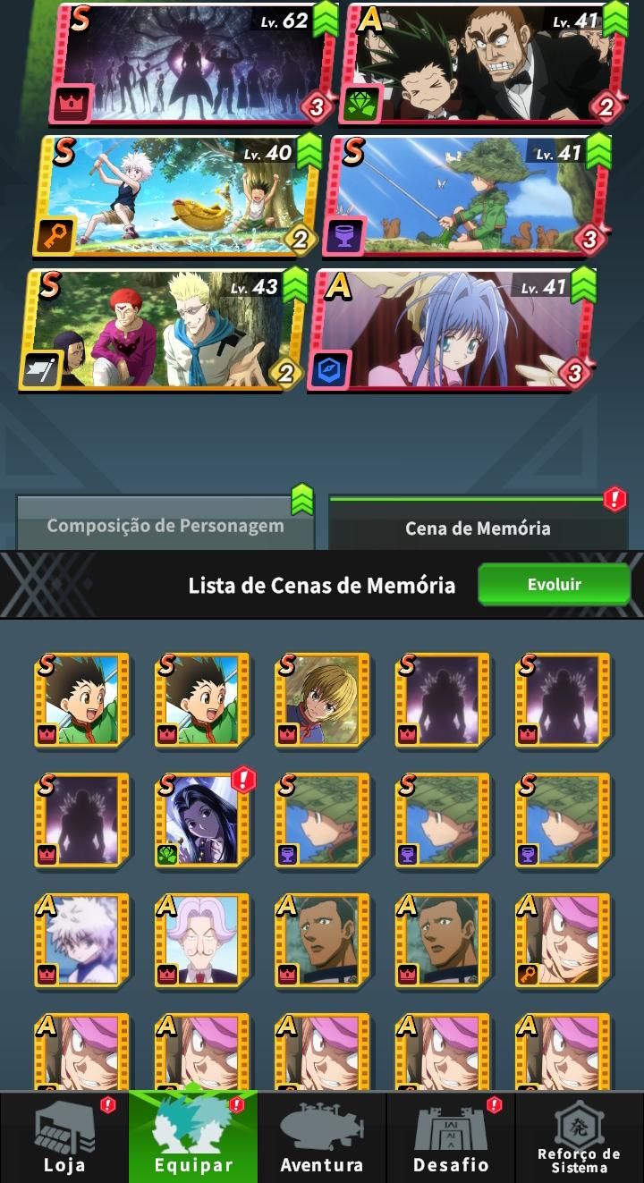 Hunter X Hunter Nem X Survivor, conta totalmente f2p tunada, LER DESCRIÇÃO