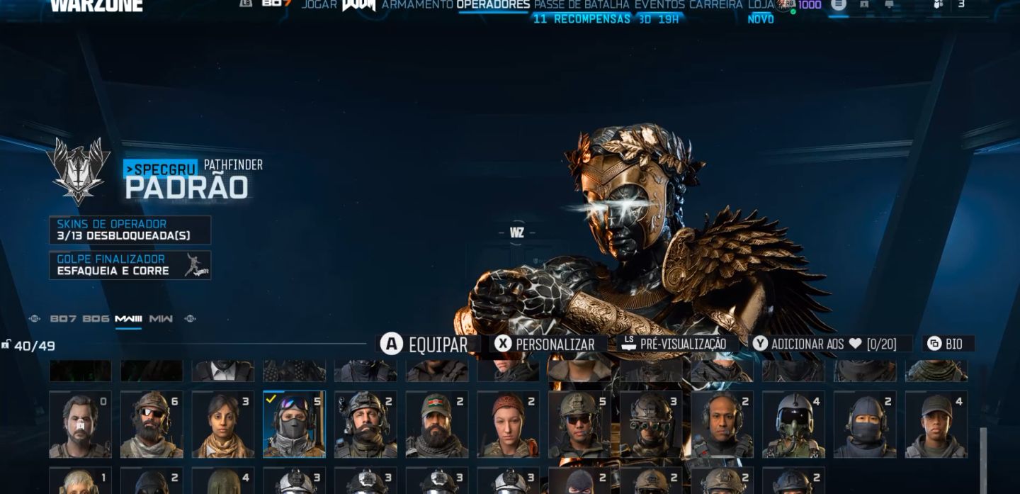CONTA WARZONE LEVEL 1K COM SKINS E JOGOS BO6 E MW4 ED COFRE ADQUIRIDO