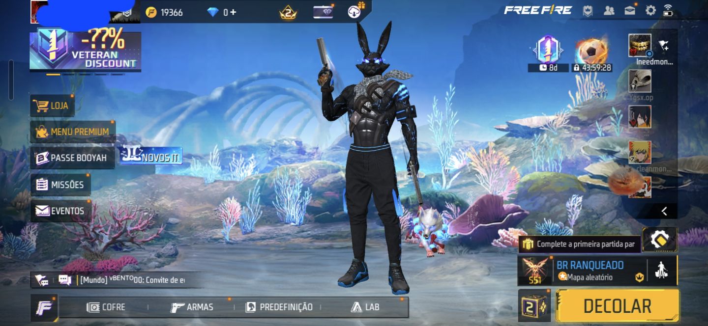 Conta de free fire muito boa com muitas skins