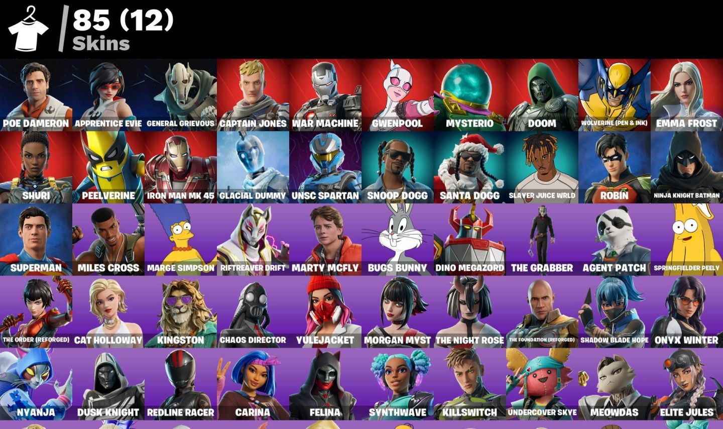 Conta FORTNITE 85 SKINS/SNOOP DOG/PERNA LONGA/GWNPOLL/MARTY MCFLY