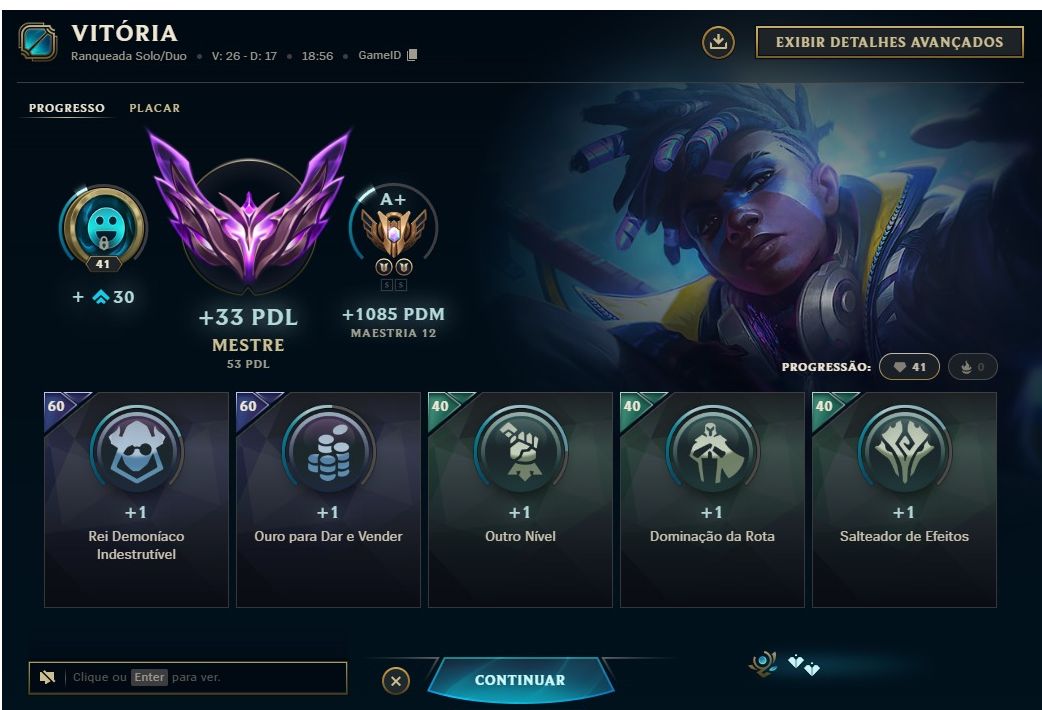 CONTA LOL MESTRE, GANHANDO 33 PDL, 83 CHAMPS, MAIORIA DAS SKINS SÃO DE JUNGLE.