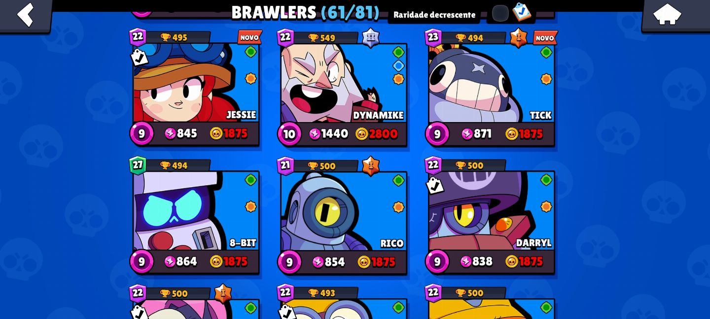 Super conta Brawl start com skin da Shelly estelar e muitos Brawl pass