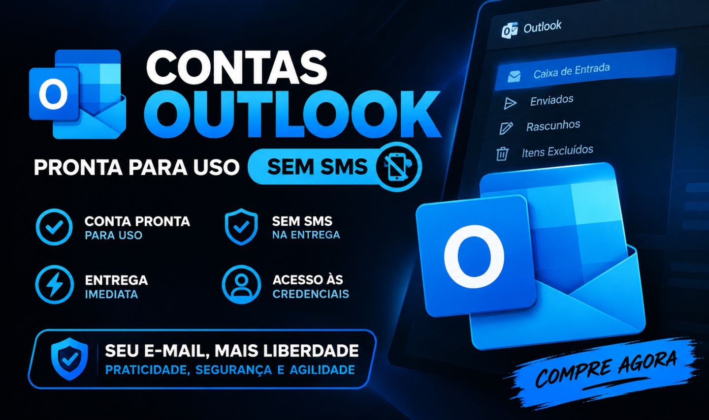 E-MAIL OUTLOK SEM SMS - CONTA PRONTA PARA ACESSO RÁPIDO